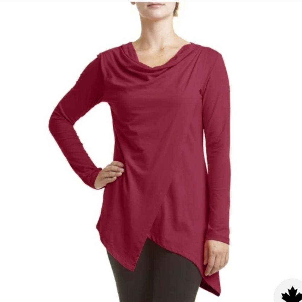 FIG Pai women's asymmetric burgundy long sleeves top size M